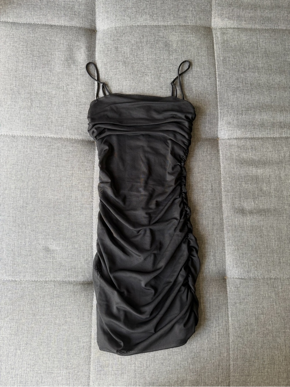 Garage Black Ruched Bodycon Slip Dress